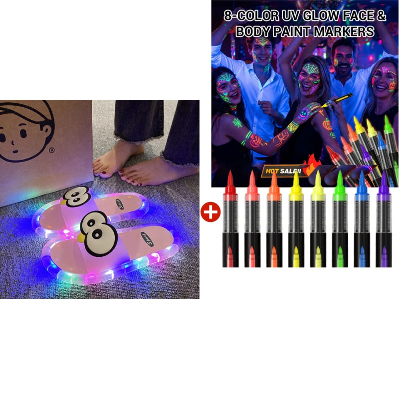 Cute slippers with cartoon motifs that glow